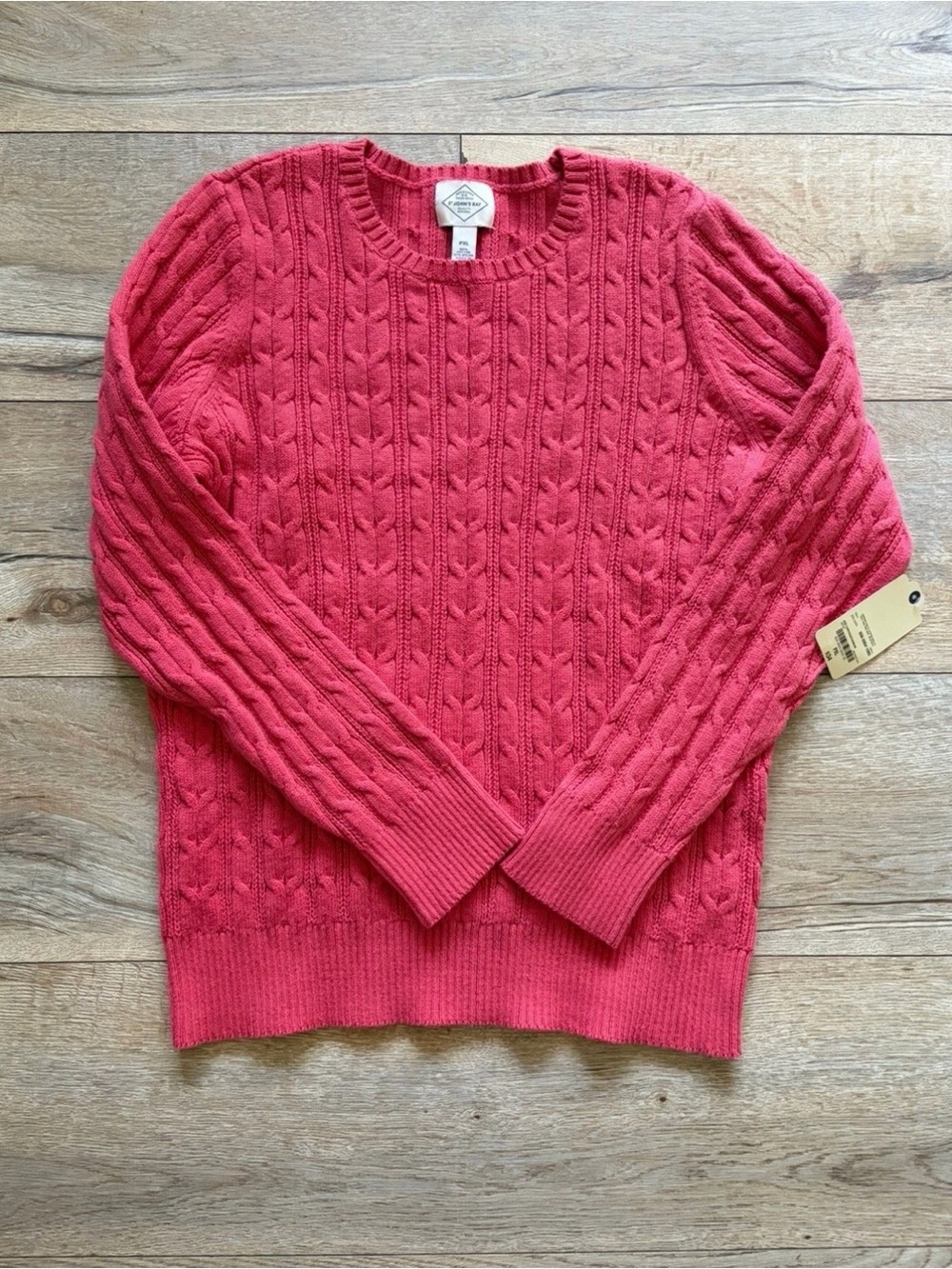St Johns Bay Cable knit Sweater Petite XL Fisherman Ribbed Preppy Cabin Cozy
